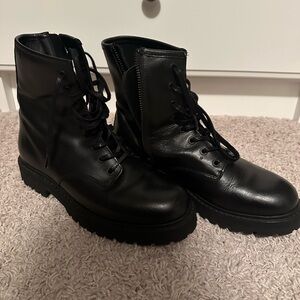 Thursday Boot Company Black Leather Combat Boots